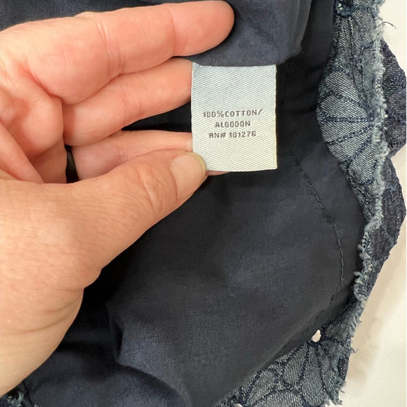 ECI DENIM Eyelet Flower Embroidered Detailing Mini V-Neck Sleeveless Dress Sz 4 - Picture 4 of 7